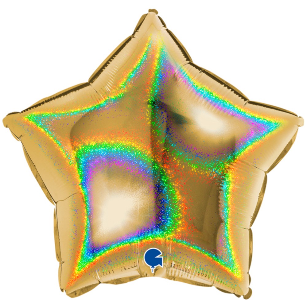 Personalizate - Balon Folie Stea Aurie Holo 46cm cu Heliu