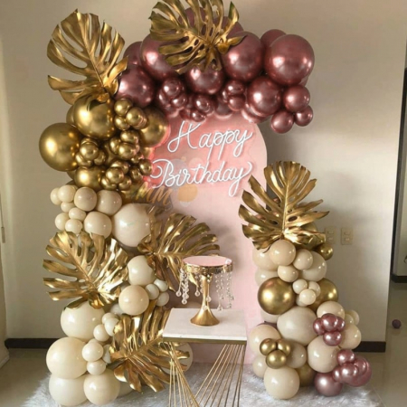 Decorațiuni - Ghirlandă de Baloane Photo Corner Auriu & Rose-Gold pentru Petrecere