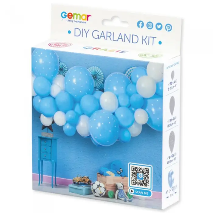 Ocazii - Kit Ghirlandă Baloane Latex Baby Blue – Decor Elegant
