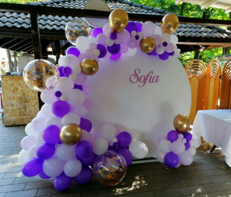 Decorațiuni - Photo Corner Purple White pentru Botez