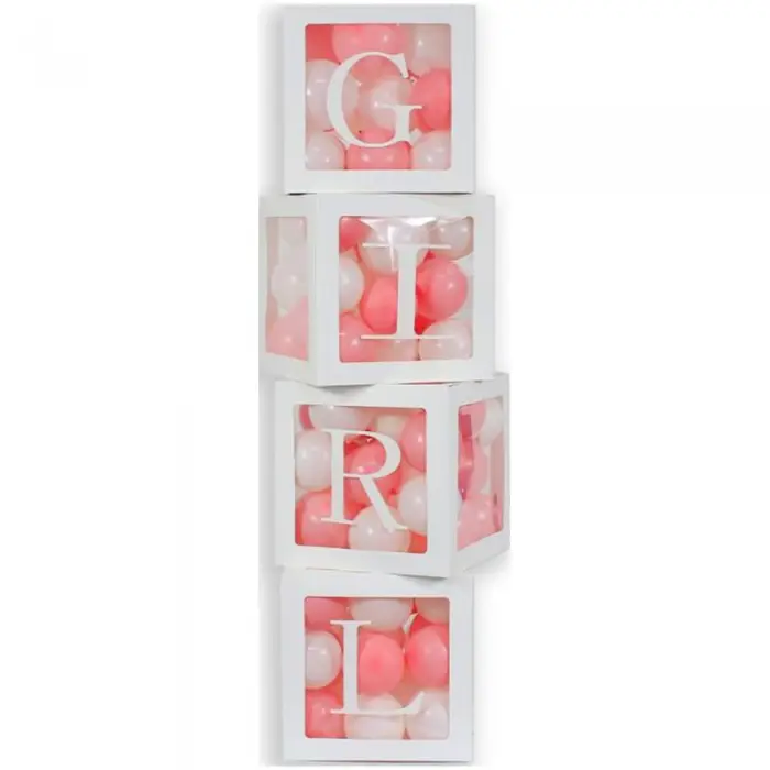 Fetiță - Set 4 cutii albe de carton GIRL 35x35cm