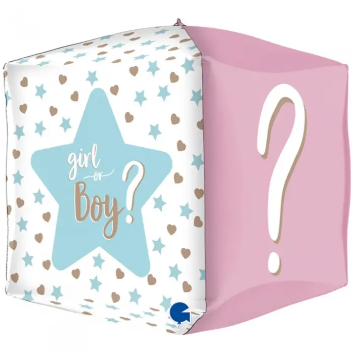 Evenimente - Balon Folie CUB 4D Gender Reveal 38 cm