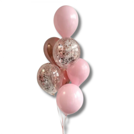 Seturi - Set din Baloane Rose-Gold, Roz și Confetti cu Heliu