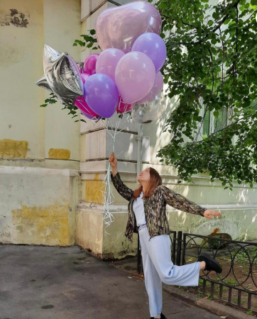Buchet de Baloane Jumbo Mov și Argintii cu Heliu [2]