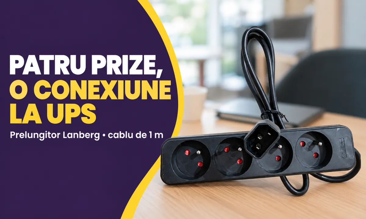 Prelungitor pentru UPS Lanberg 4 prize 1m Negru - Lanberg — avantaj în utilizare