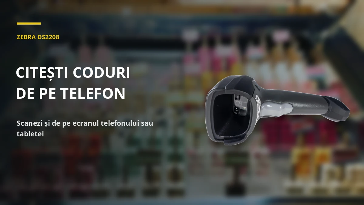 ZEBRA DS2208 — citești coduri de pe telefon