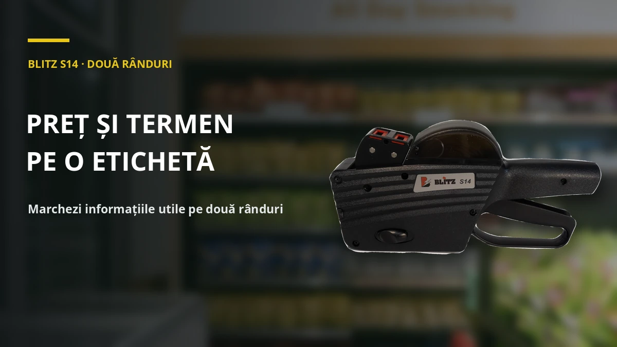 BLITZ S14 · DOUĂ RÂNDURI — preț și termen pe o etichetă