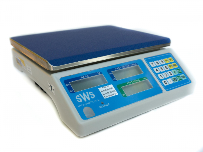 Cantar electronic comercial, SWS PMK RS232, 15 Kg, verificare metrologica, conectare PC sau casa de marcat, acumulator [2]