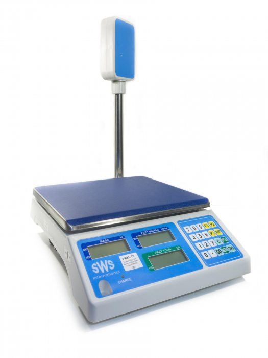 Cantar electronic comercial, SWS PMKL cu brat, RS232, 30 Kg, verificare metrologica, conectare PC sau casa de marcat, acumulator [3]