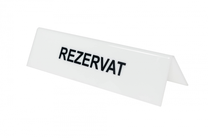 Semn REZERVAT pentru masa, plexiglass, alb [3]