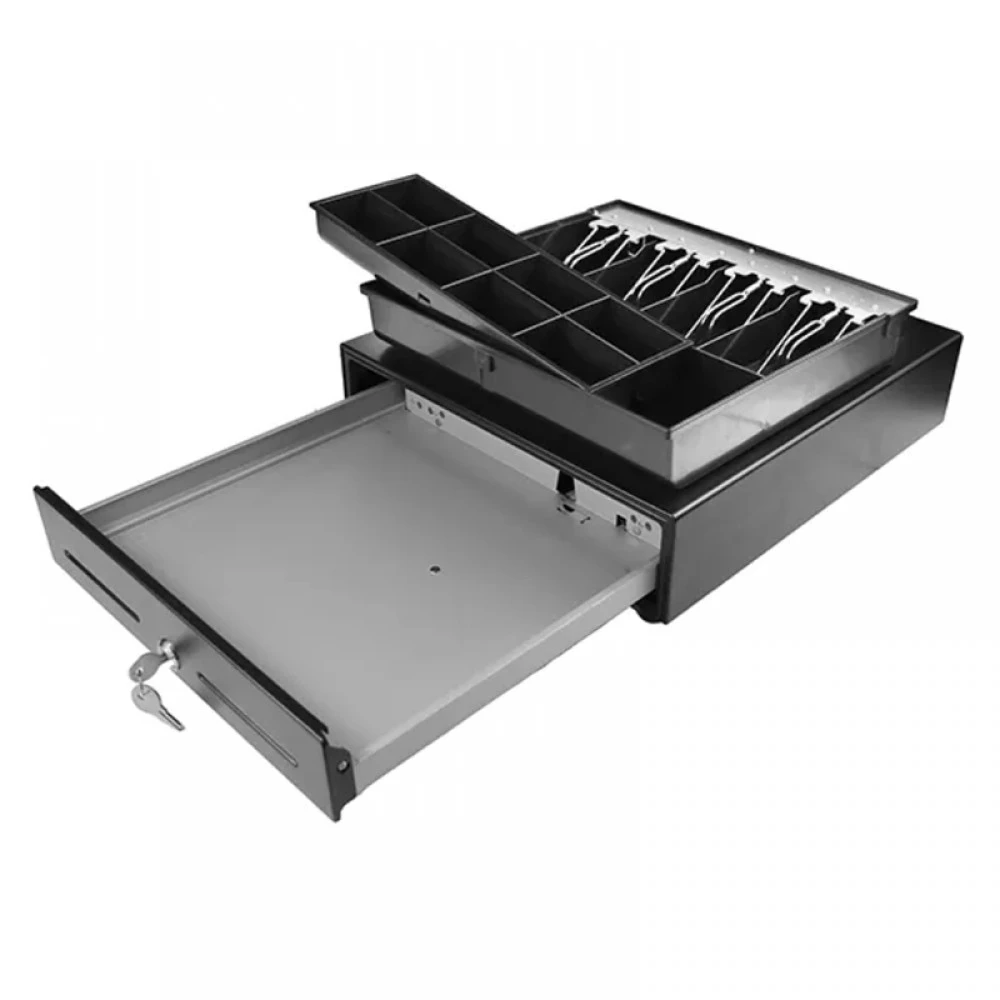 Sertar de bani ACD-410A, 5B/8M, 6V, negru (Șină Metalică) [2]