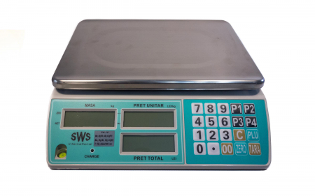 Cantar electronic - Cantar electronic comercial, SWS RTS-02, 30 Kg, acumulator, verificare metrologica