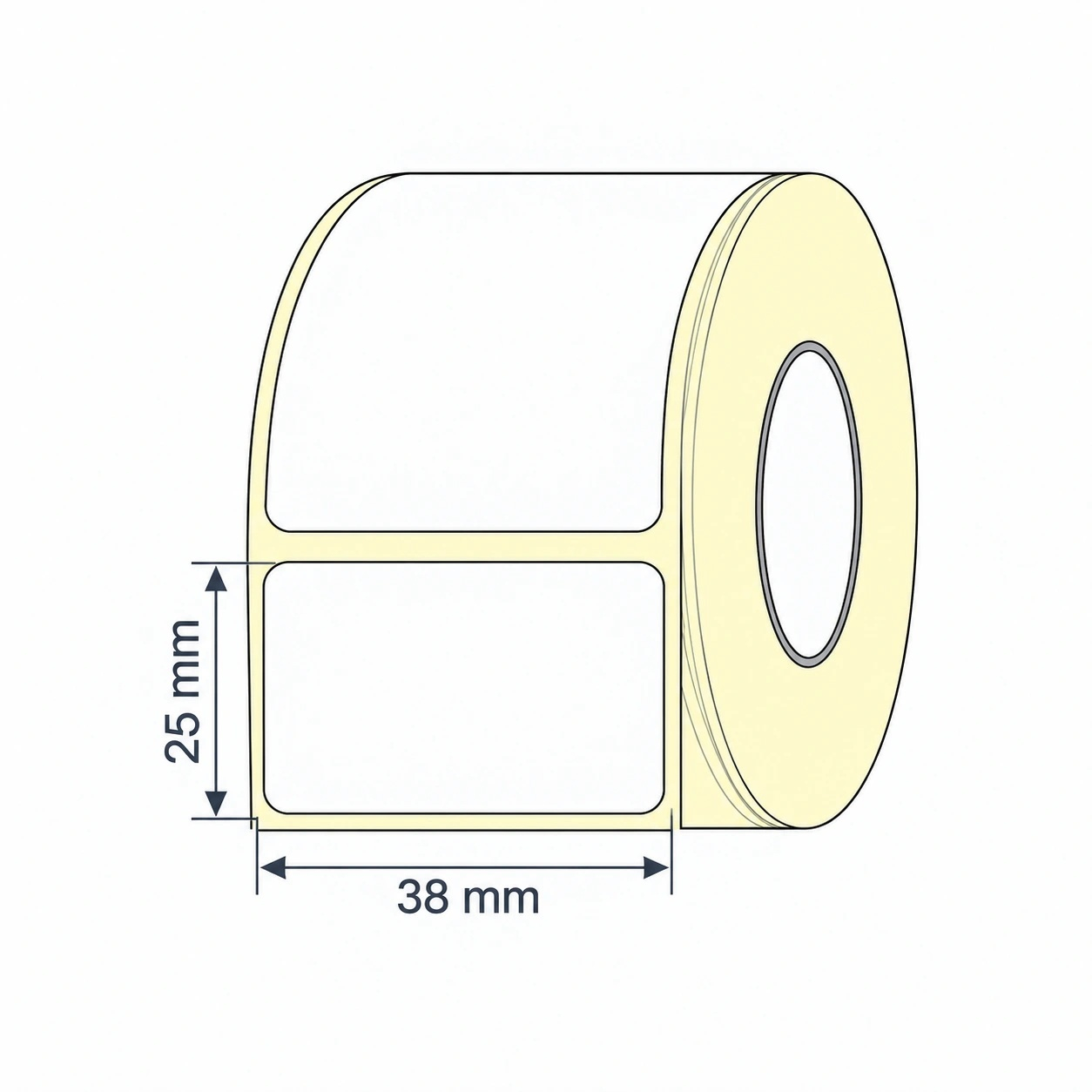 Dimensiuni etichete termice autoadezive 38 x 25 mm