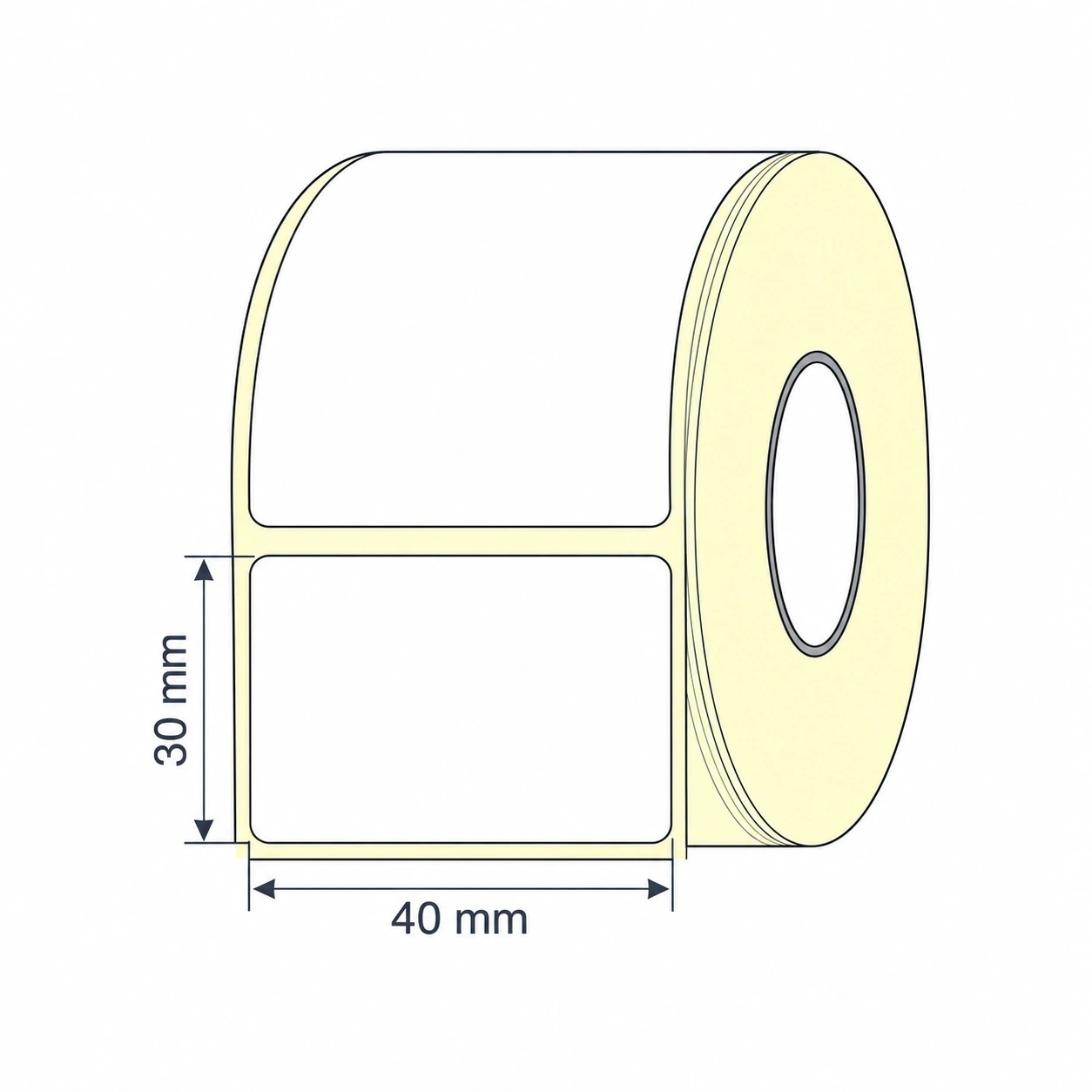 Dimensiuni etichete termice autoadezive 40 x 30 mm