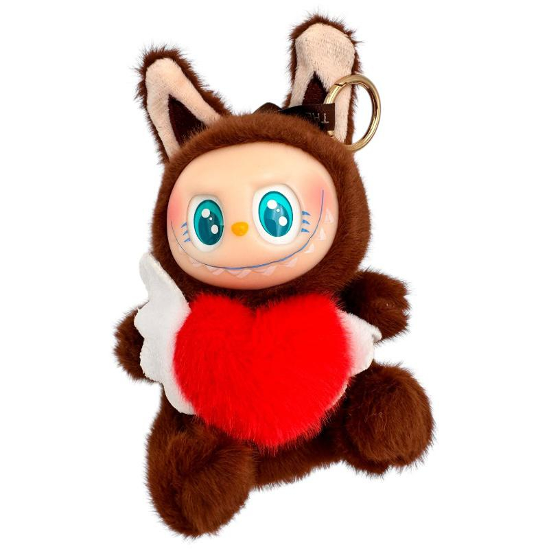 Plus Labubu Inima Rosie 18cm – Fall in Wild – Figurina Maro cu Aripi si Breloc, Cutie Colectie, BaoBao [1]