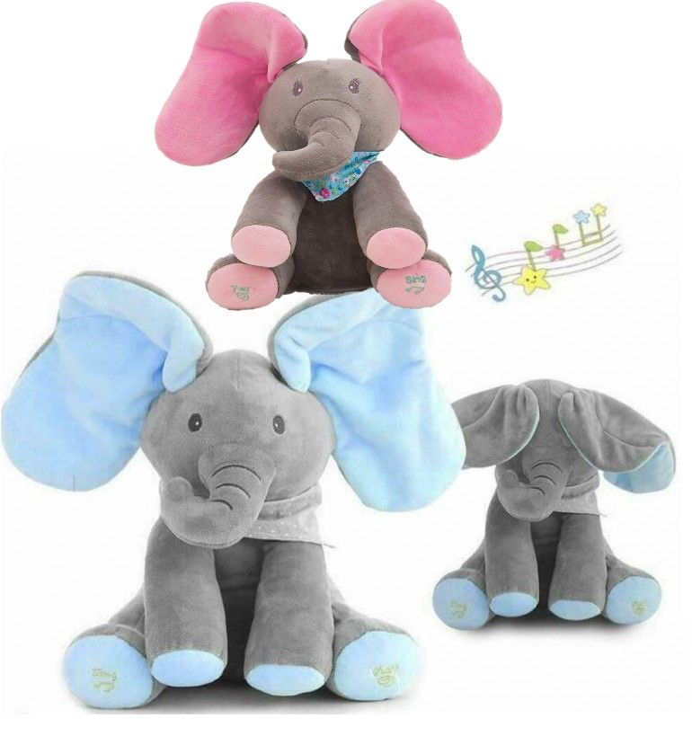 Elefant gri de plus 19cm Baobao cu sunete – jucarie interactiva si pufoasa pentru copii [4]
