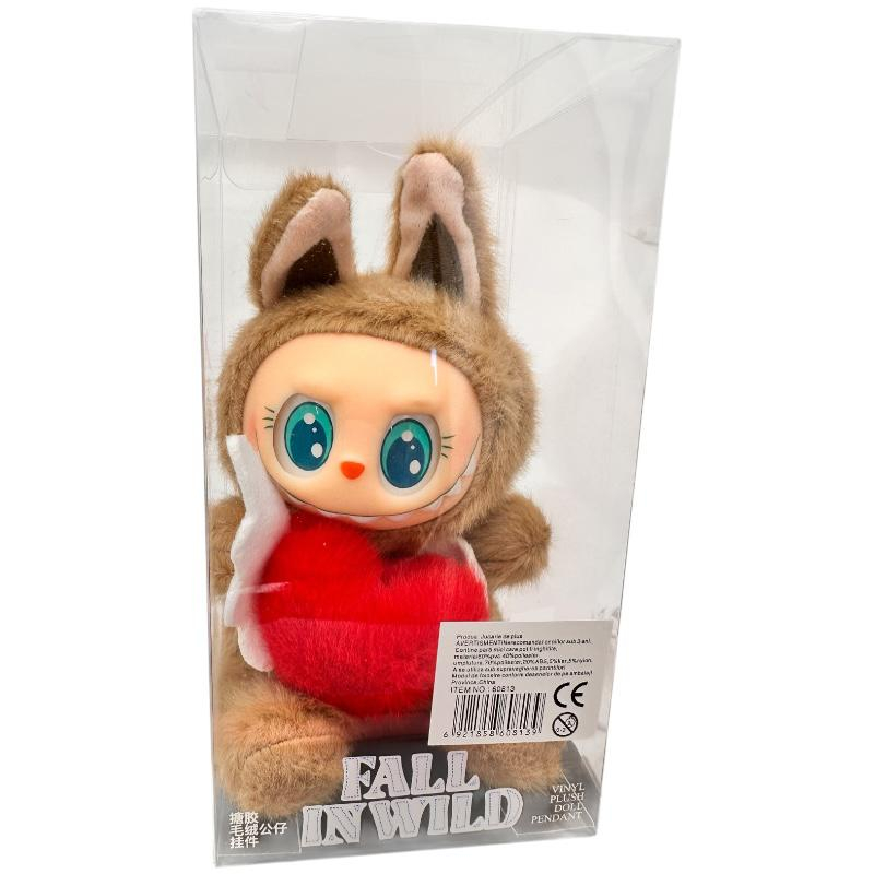 Plus Labubu Bej 18cm – Fall in Wild – Figurina Colectie cu Inima Rosie si Aripi, Cutie Cadou, BaoBao [2]