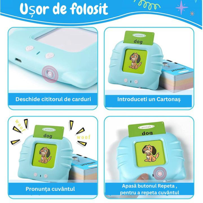 Set Jucarie Educationala Masina de Invatare cu Cititor Carduri Flash din Plastic – 500g, Interactiv si Didactic, BaoBao [2]