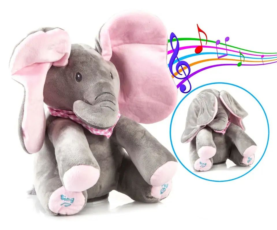 Elefant gri de plus 19cm Baobao cu sunete – jucarie interactiva si pufoasa pentru copii [2]