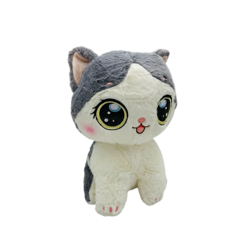 Pisicuta de plus gri 20cm – jucarie pufoasa si adorabila pentru copii sau cadou special [1]