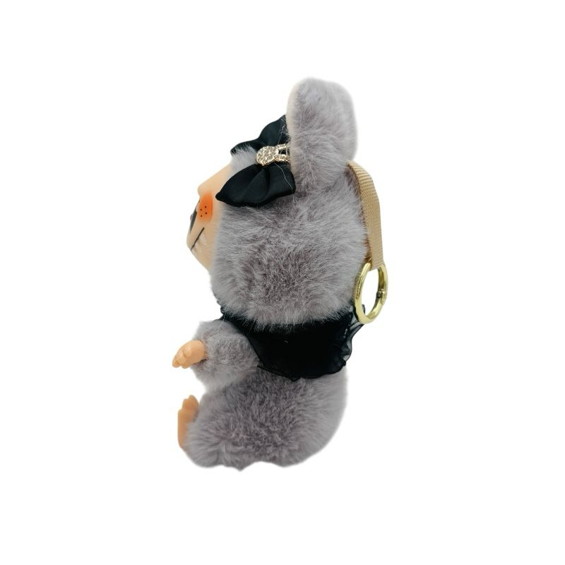 Animalut de plus gri tip Labubu, breloc 12cm Baobao – accesoriu moale si practic pentru chei si genti [2]