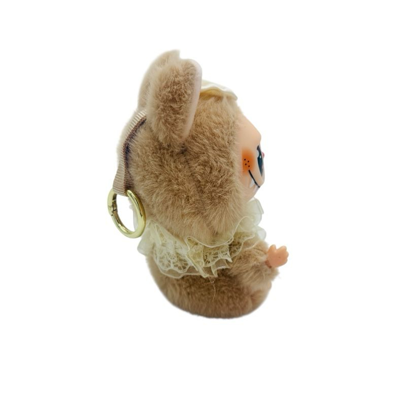 Animalut de plus maro Labubu deschis tip breloc 12cm Baobao – accesoriu moale si dragalas pentru chei [3]