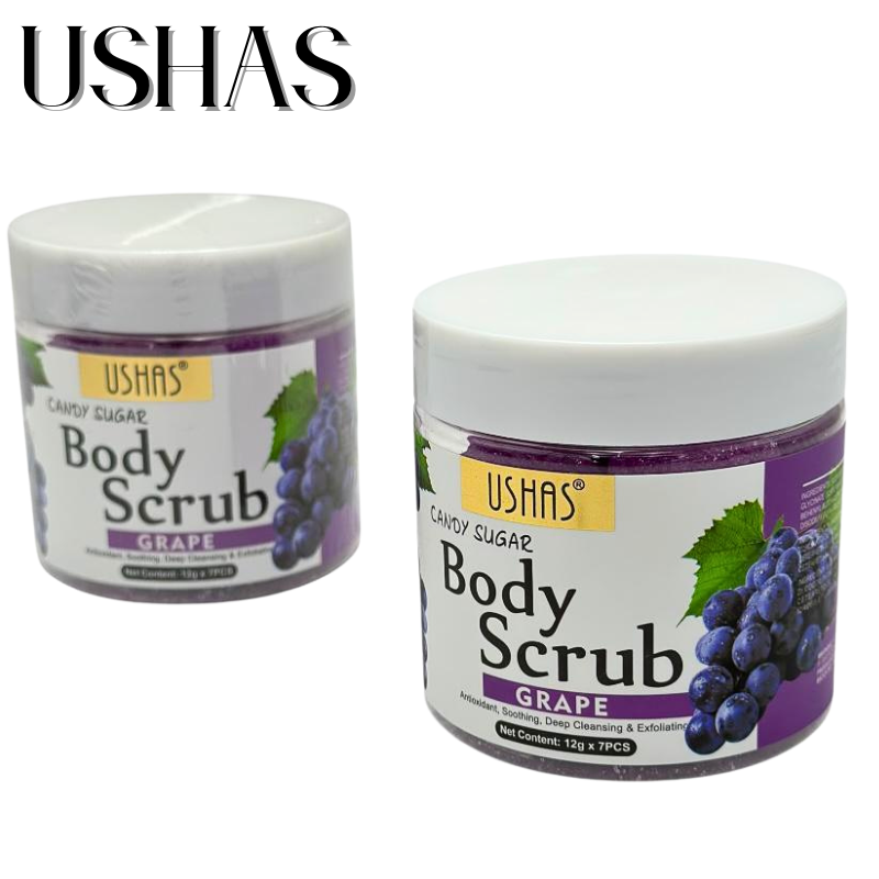 Ushas Body Scrub Grapes 12g x 7 – Exfoliant cu Zahar si Struguri, Antioxidant si Revitalizant, BaoBao [2]
