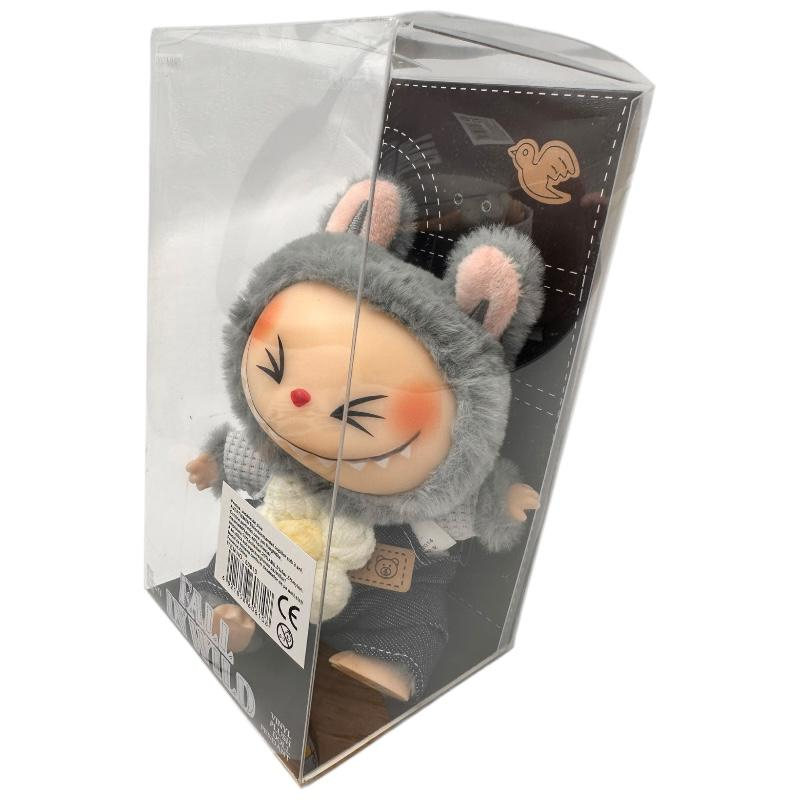 Plus Labubu Gri 18cm – Fall in Wild – Figurina de Colectie in Cutie cu Blanita si Floare Decorativa, BaoBao [3]