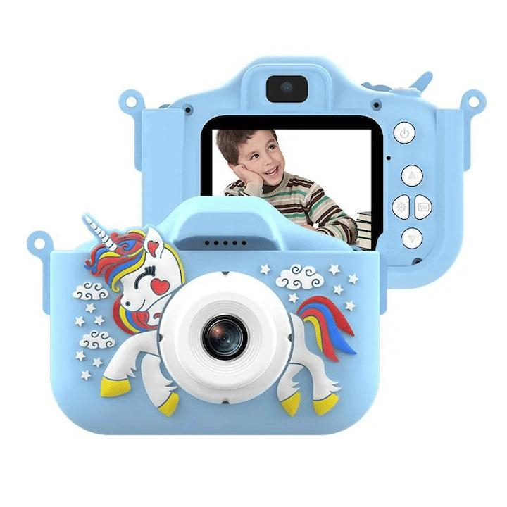 Aparat Foto Copii BaoBao Unicorn 2MP Ecran 2Inch Jocuri Baterie 1000mAh Albastru [1]