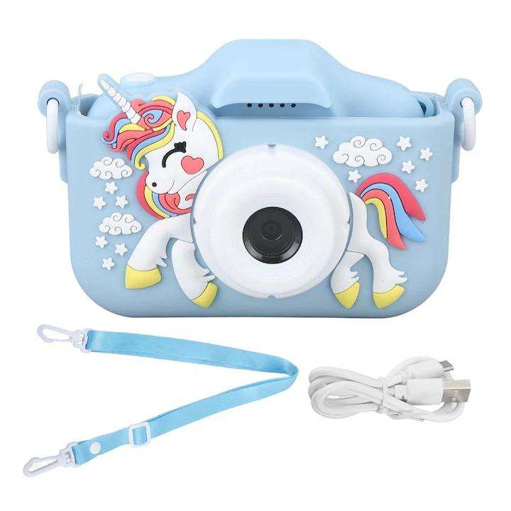 Aparat Foto Copii BaoBao Unicorn 2MP Ecran 2Inch Jocuri Baterie 1000mAh Albastru [2]