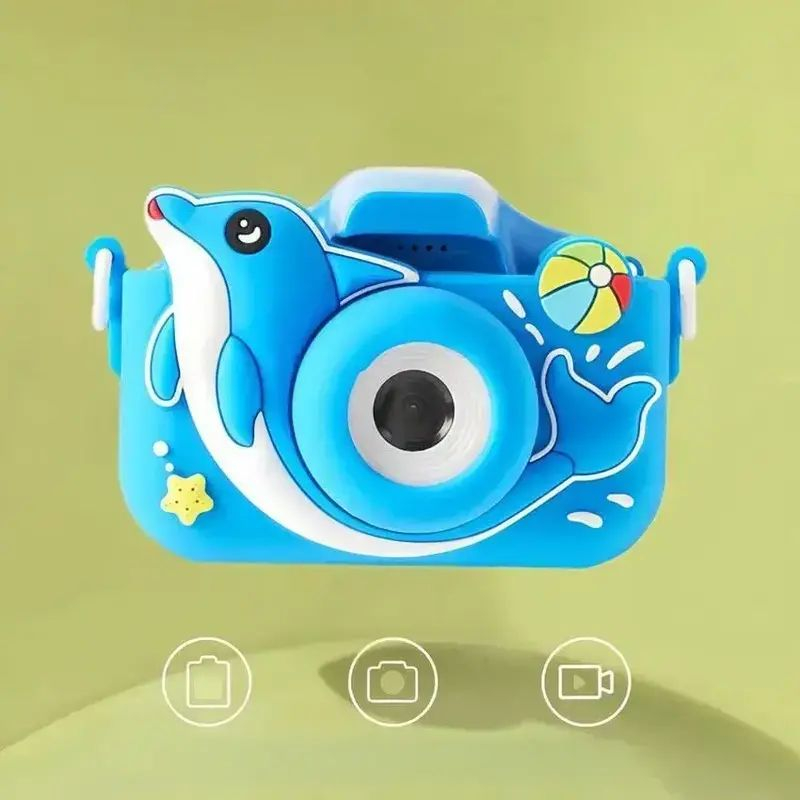 Aparat Foto Copii BaoBao Delfin Albastru 2MP Ecran 2Inch Jocuri HD Baterie 1000mAh [2]