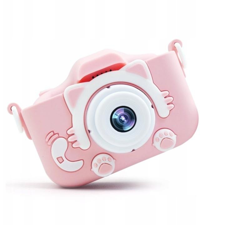 Aparat Foto Copii BaoBao Pisica cu fundita 2MP Ecran 2Inch Jocuri Baterie 1000mAh Roz [2]