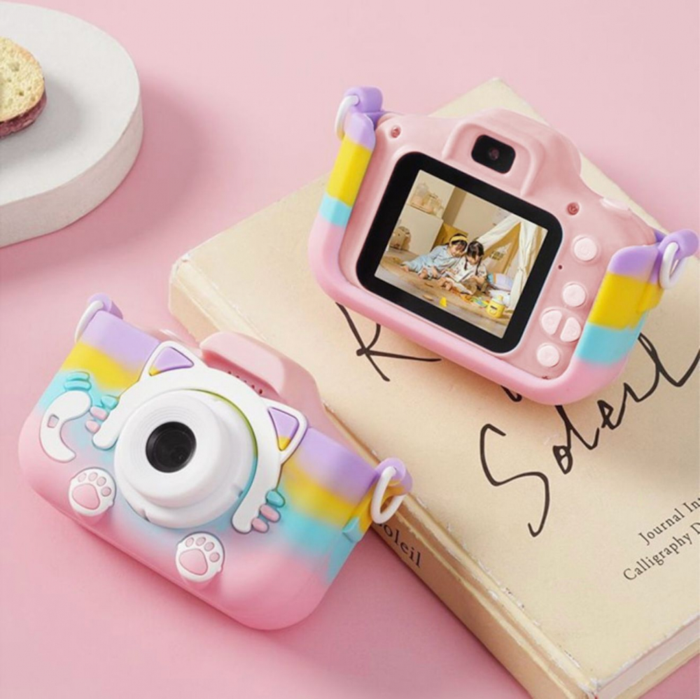 Aparat Foto Copii BaoBao Pisica 2MP Ecran 2Inch Jocuri Baterie 1000mAh Roz [3]