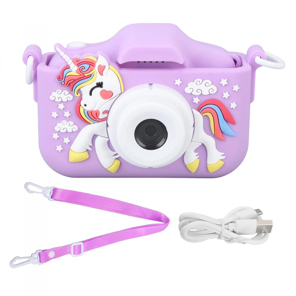 Aparat Foto Copii BaoBao Unicorn 2MP Ecran 2Inch Jocuri Baterie 1000mAh Mov [1]