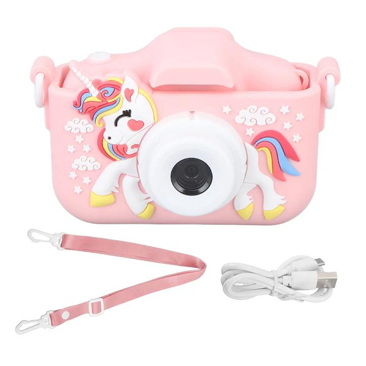 Aparat Foto Copii BaoBao Unicorn 2MP Ecran 2Inch Jocuri Baterie 1000mAh Roz [2]