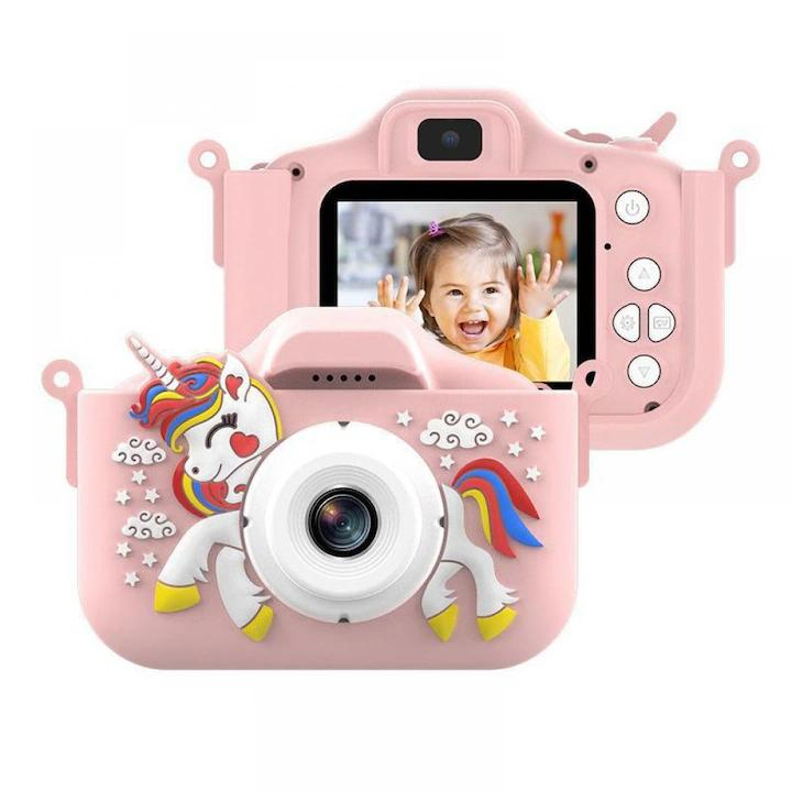 Aparat Foto Copii BaoBao Unicorn 2MP Ecran 2Inch Jocuri Baterie 1000mAh Roz [3]