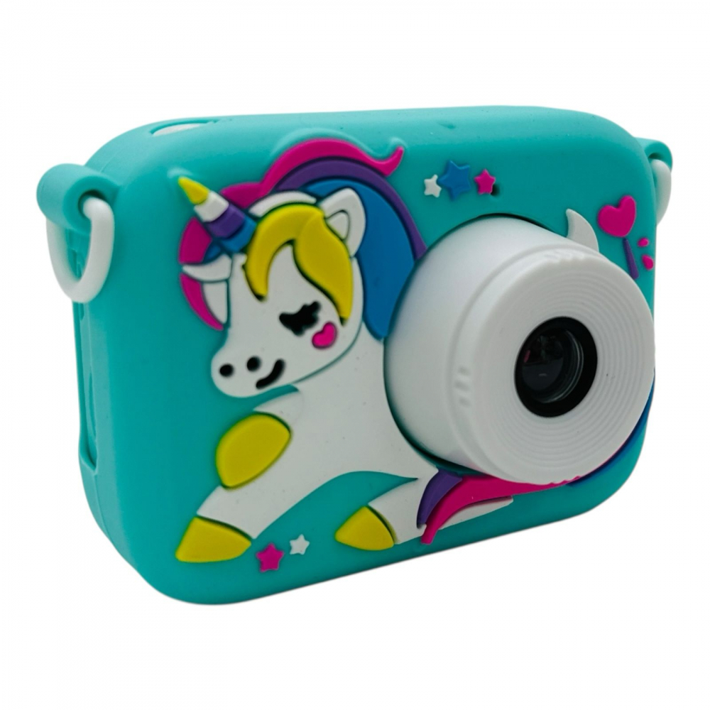 Aparat Foto Copii BaoBao Unicorn 2MP Ecran 2Inch Jocuri Baterie 1000mAh Turcoaz [1]