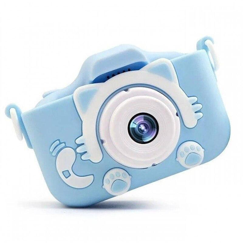 Aparat Foto Copii BaoBao Pisica cu fundita 2MP Ecran 2Inch Jocuri Baterie 1000mAh Albastru [2]