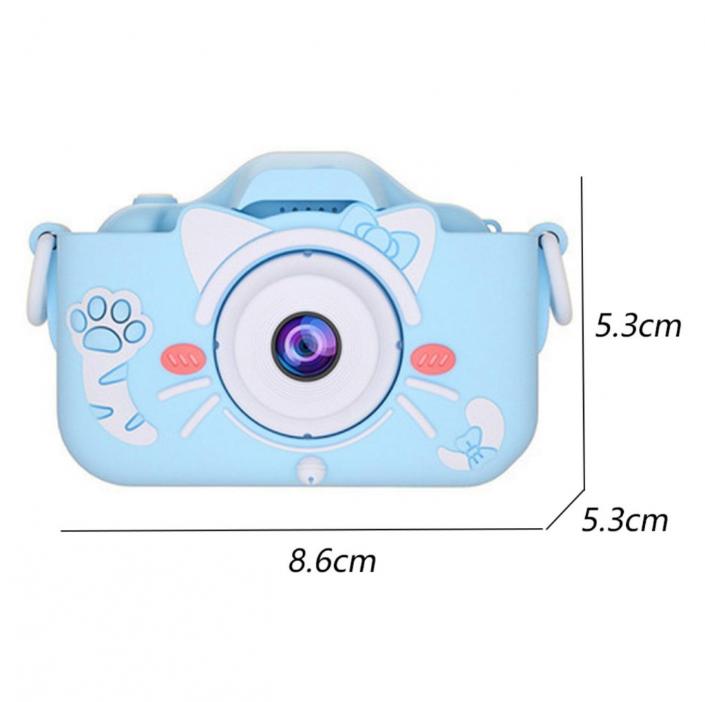 Aparat Foto Copii BaoBao Pisica cu fundita 2MP Ecran 2Inch Jocuri Baterie 1000mAh Albastru [3]