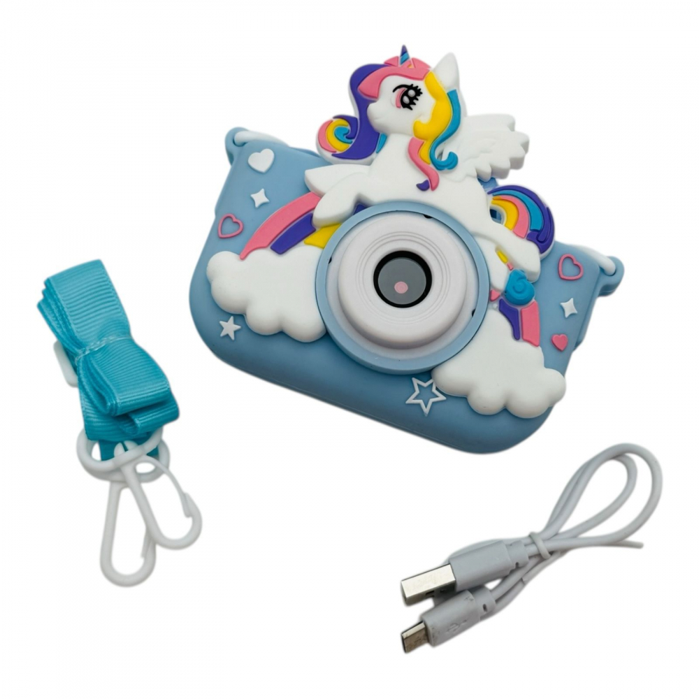 Aparat Foto Copii BaoBao Unicorn HD Ecran 2Inch Jocuri Baterie 1000mAh Albastru [1]