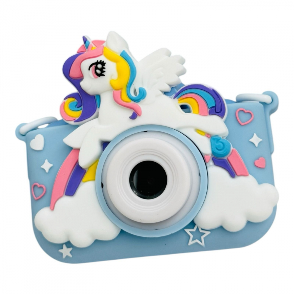 Aparat Foto Copii BaoBao Unicorn HD Ecran 2Inch Jocuri Baterie 1000mAh Albastru [3]