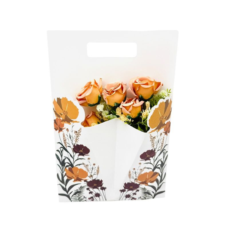 Aranjament floral deosebit cu buchet de trandafiri artificiali si boboci, galben ruginiu, 34×23 cm [1]