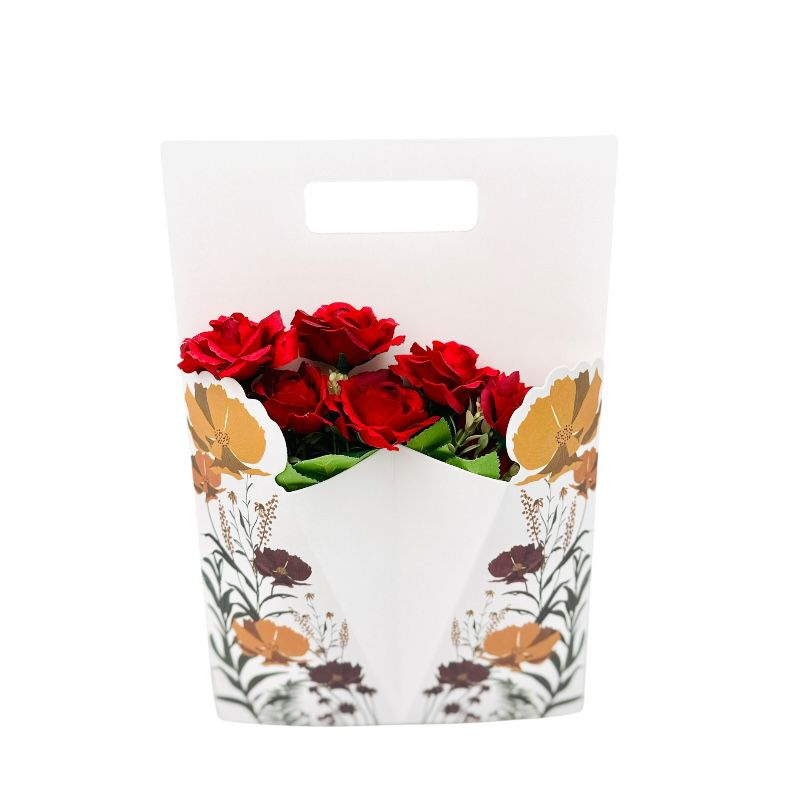 Aranjament deosebit cu buchet de trandafiri artificiali rosii, 34x23 cm [1]