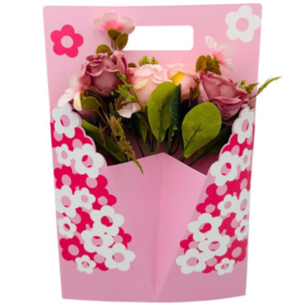 Aranjament floral deosebit cu Buchet de Trandafiri si flori de camelie, 34×23cm [2]