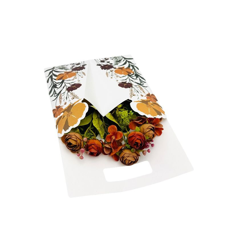 Aranjament floral deosebit cu buchet de bujori artificiali si bulbi, rosu ruginiu, 34×23 cm [3]