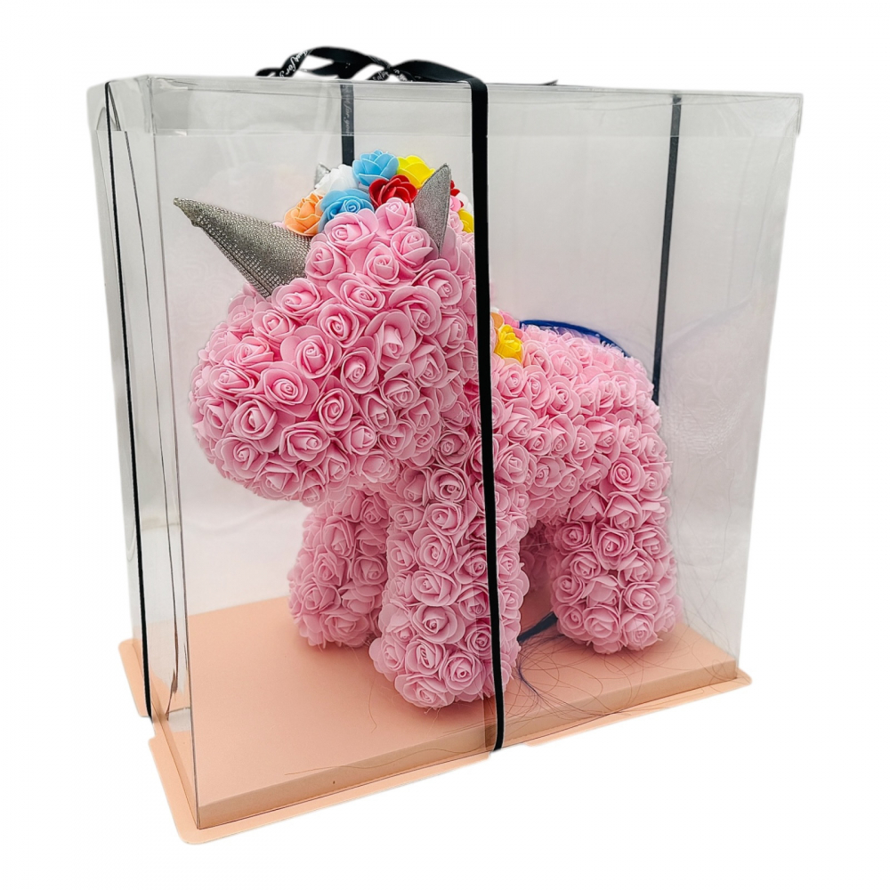Aranjament floral Unicorn din Săpun,ROZ, 38x38 cm – Eleganță și Magie în Cadoul Perfect [3]