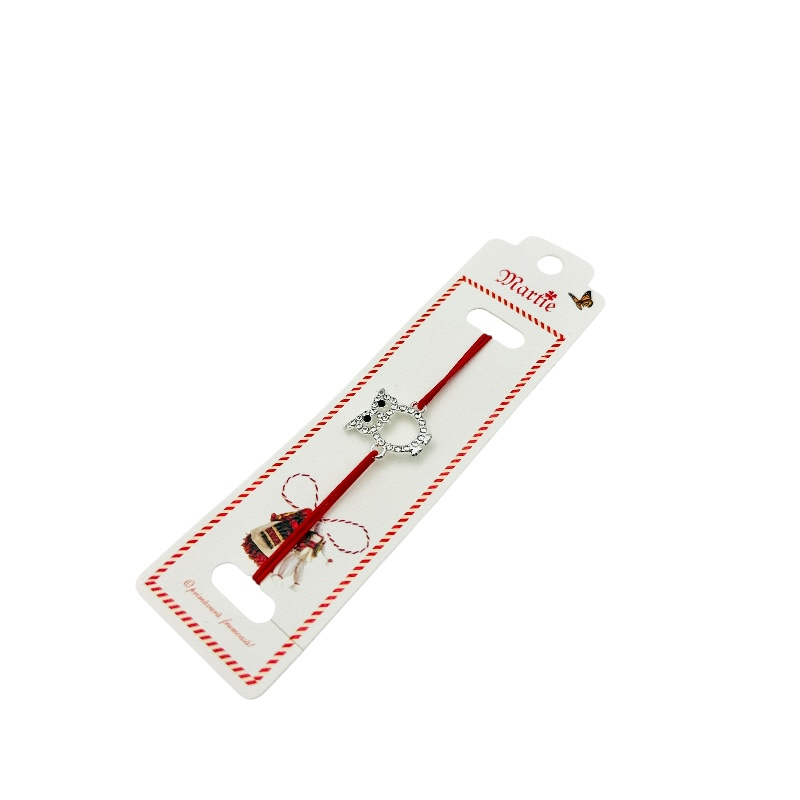 Bratara Martisor, Bufnita Inteleapta, snur rosu elastic, model 2025 [3]
