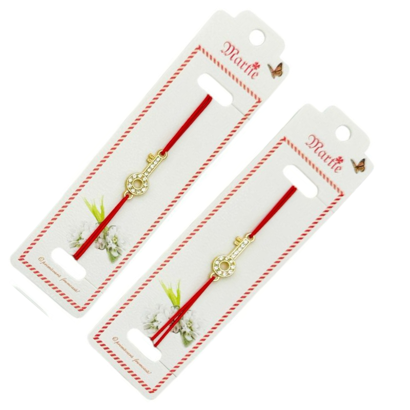 Bratara Martisor, Cheia Succesului, snur rosu elastic, model 2025 [3]