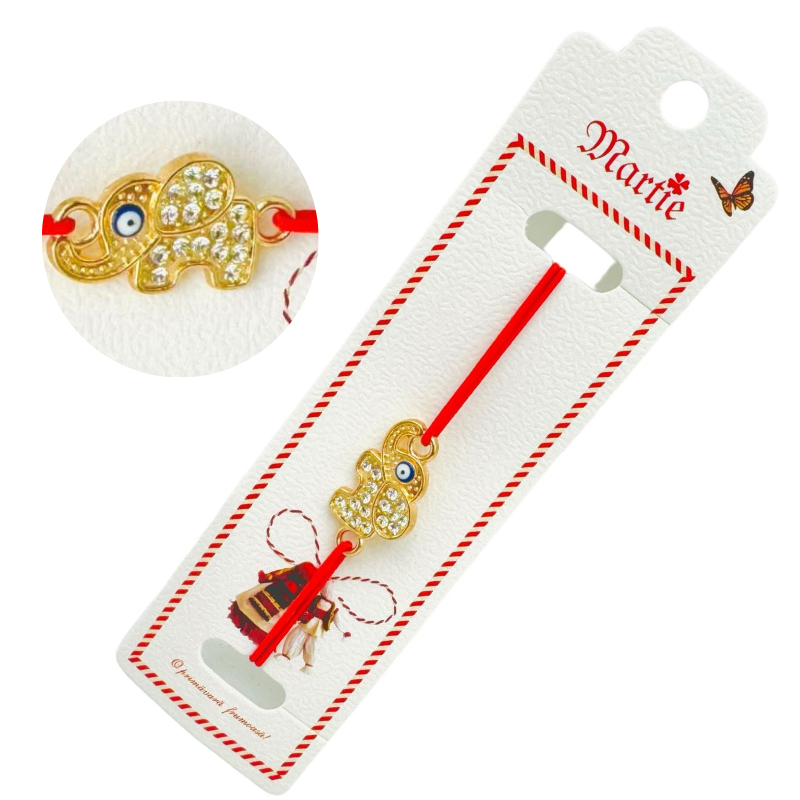 Bratara Martisor, Elefantel Norocos, snur rosu elastic, model 2025 [1]