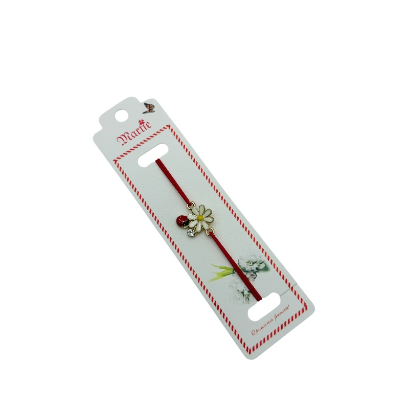 Bratara Martisor, Floare cu gargarita, snur rosu elastic, model 2025 [2]